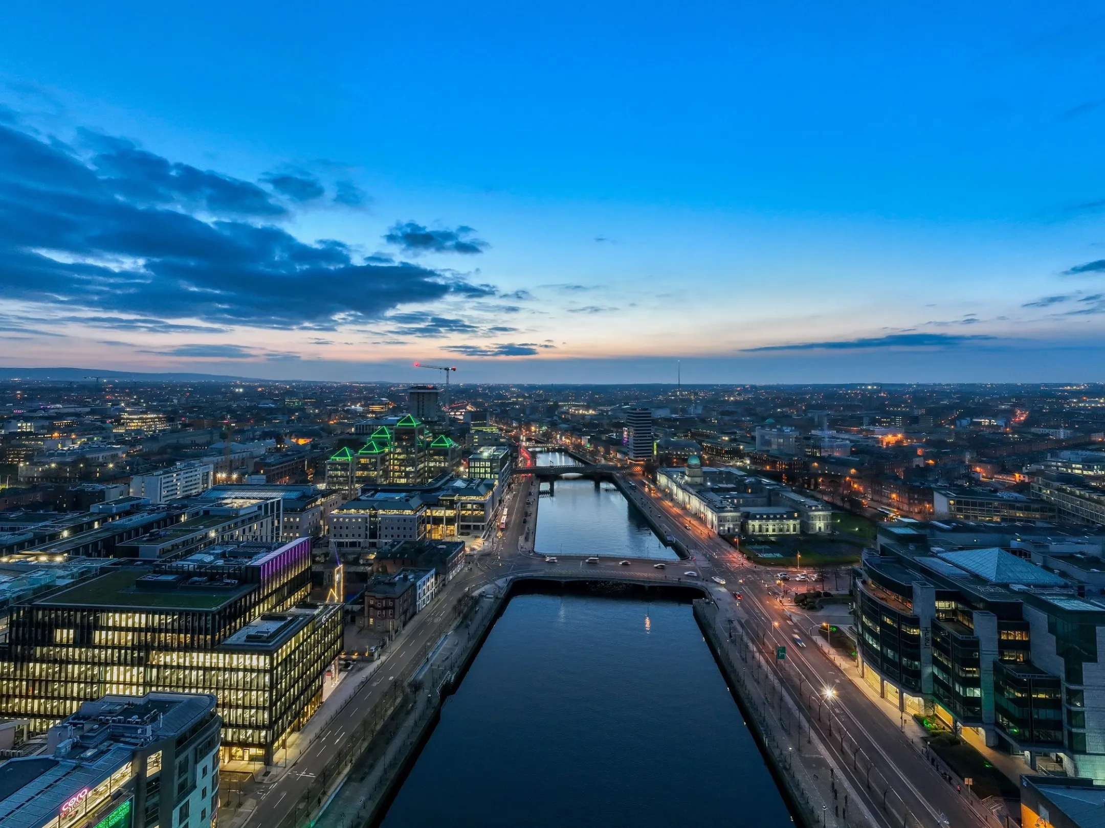 Dublin city at night